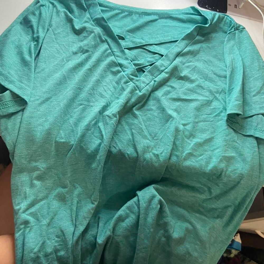V-Neck Teal/Green Top